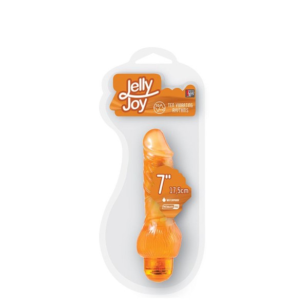Оранжевый вибратор-реалистик JELLY JOY 7INCH 10 RHYTHMS ORANGE - 17,5 см