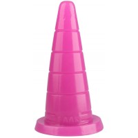 Розовый рельефный анальный конус - 18,7 см. Розовый рельефный анальный конус - 18,7 см.