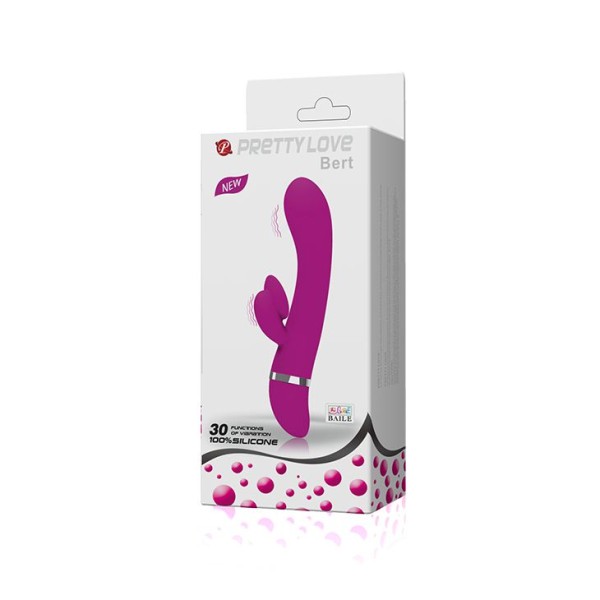 Вибратор Pretty Love Bert с клиторальным отростком - 18,8 см