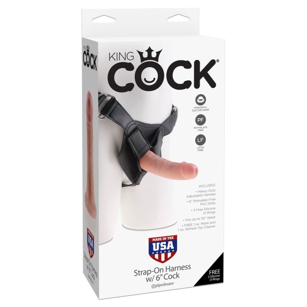 Телесный страпон Strap-on Harness Cock - 15,2 см