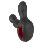 Черный вибромассажер простаты с нагревом и ротацией Prostate Plug - 14,5 см