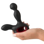 Черный вибромассажер простаты с нагревом и ротацией Prostate Plug - 14,5 см