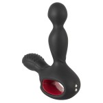 Черный вибромассажер простаты с нагревом и ротацией Prostate Plug - 14,5 см