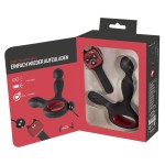 Черный вибромассажер простаты с нагревом и ротацией Prostate Plug - 14,5 см