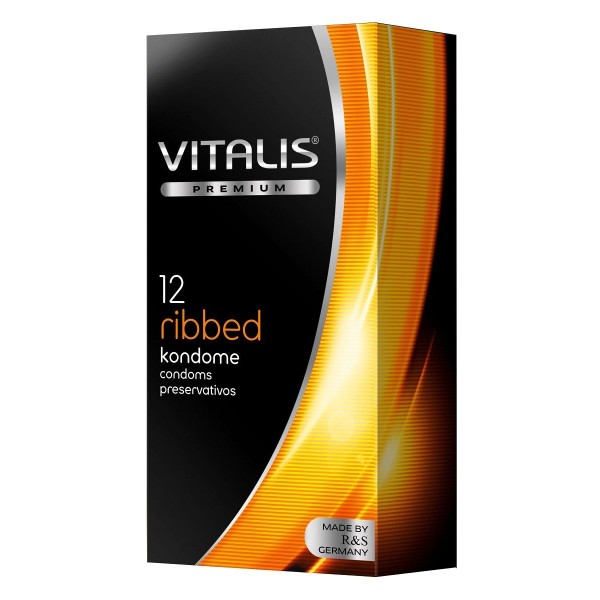 Ребристые презервативы VITALIS PREMIUM ribbed - 12 шт