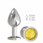 Серебристая средняя пробка с желтым кристаллом - 8,5 см