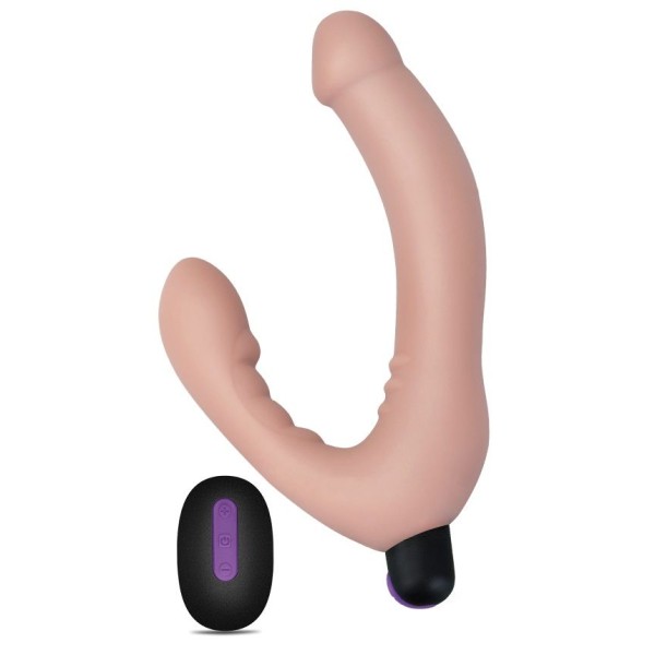 Безремневой страпон с вибрацией и пультом ДУ Rechargeable IJOY Strapless Strap on - 22 см