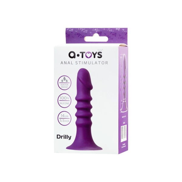 Фиолетовый анальный фаллоимитатор Drilly - 14 см