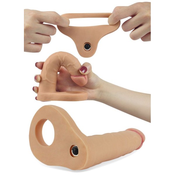Телесная вибронасадка для двойного проникновения The Ultra Soft Double-Vibrating - 15,8 см