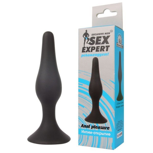Чёрная анальная пробка Sex Expert - 9,5 см