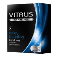 Презервативы VITALIS PREMIUM delay cooling с охлаждающим эффектом - 3 шт. Презервативы VITALIS PREMIUM delay cooling с охлаждающим эффектом - 3 шт.