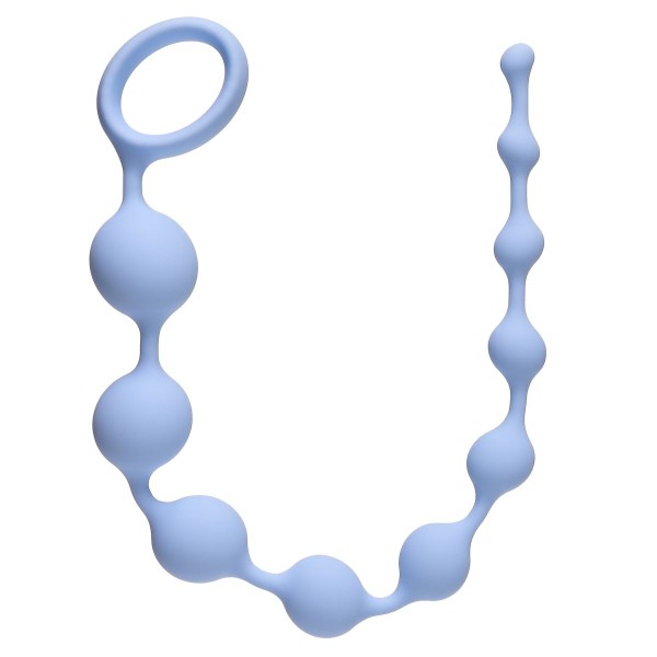 Голубая анальная цепочка Long Pleasure Chain - 35 см