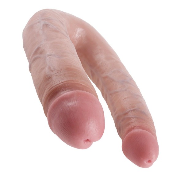 Телесный двусторонний фаллоимитатор U-Shaped Large Double Trouble - 44,4 см