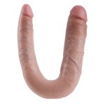 Телесный двусторонний фаллоимитатор U-Shaped Large Double Trouble - 44,4 см