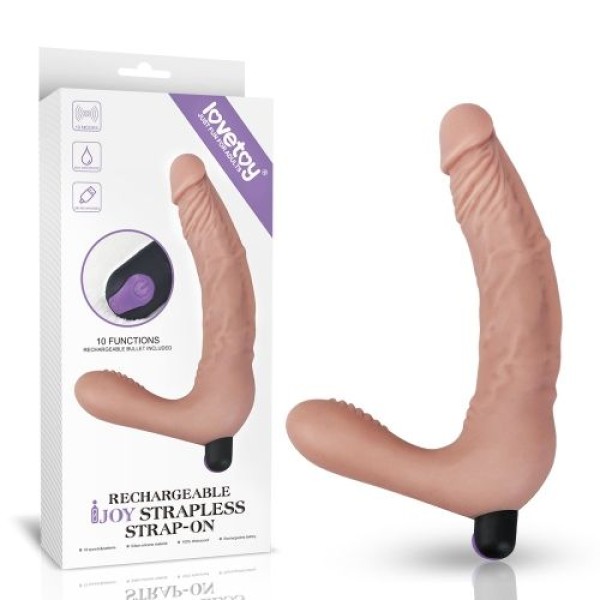 Телесный безремневой вибрострапон Rechargeable IJOY Real Strapless Strap on - 21 см