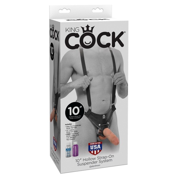 Страпон-система с телесной насадкой 10  Hollow Strap-On Suspender System - 25 см