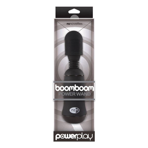 Чёрный вибромассажёр для эрогенных зон BoomBoom Power Wand - 18 см