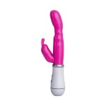 Ярко-розовый вибратор ToyFa A-toys с клиторальным стимулятором - 20 см