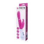 Ярко-розовый вибратор ToyFa A-toys с клиторальным стимулятором - 20 см