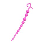 Розовая силиконовая анальная цепочка Long Sweety - 34 см