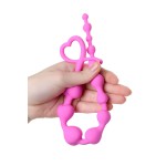 Розовая силиконовая анальная цепочка Long Sweety - 34 см