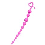 Розовая силиконовая анальная цепочка Long Sweety - 34 см