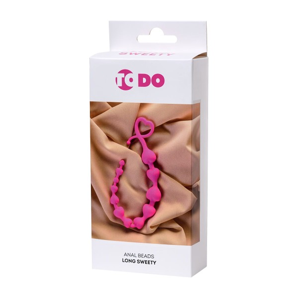 Розовая силиконовая анальная цепочка Long Sweety - 34 см