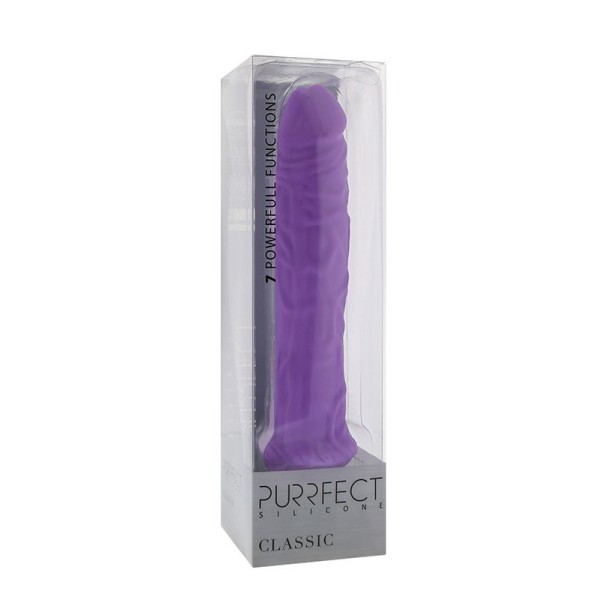 Фиолетовый вибратор-реалистик PURRFECT SILICONE CLASSIC 85INCH - 21,5 см