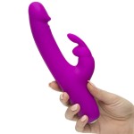 Фиолетовый перезаряжаемый вибратор Rabbit Slimline Curve Rechargeable - 24 см