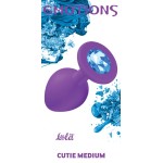 Средняя фиолетовая анальная пробка Emotions Cutie Medium с голубым кристаллом - 8,5 см