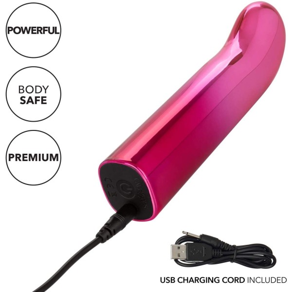 Розовый изогнутый мини-вибромассажер Glam G Vibe - 12 см