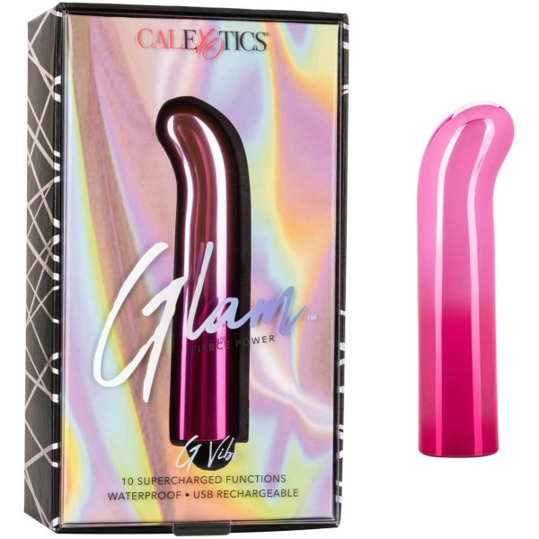 Розовый изогнутый мини-вибромассажер Glam G Vibe - 12 см