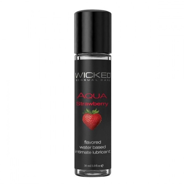Лубрикант с ароматом клубники Wicked Aqua Strawberry - 30 мл