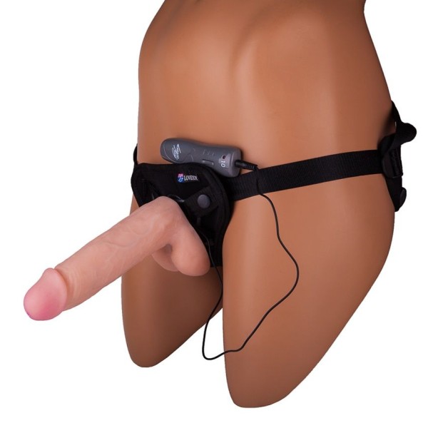 Страпон с 2 насадками и вибрацией UniStrap - 19 и 12 см