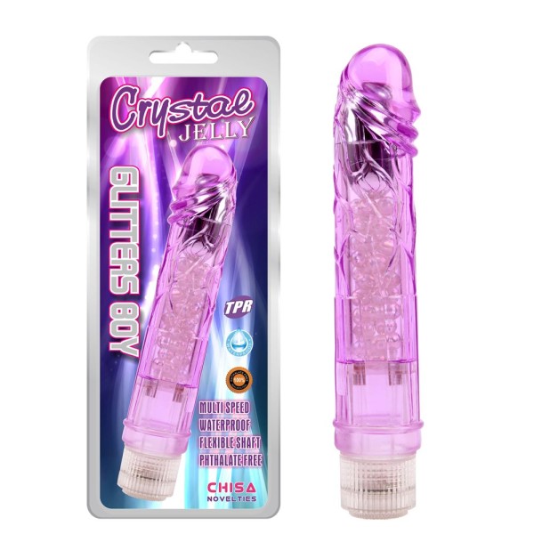 Фиолетовый вибратор Glitters Boy - 26,5 см