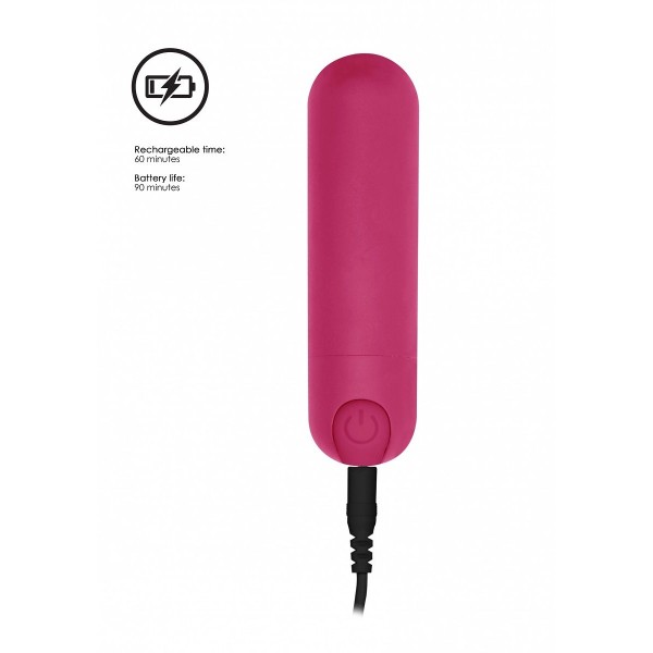 Розовая перезаряжаемая вибропуля 7 Speed Rechargeable Bullet - 7,7 см