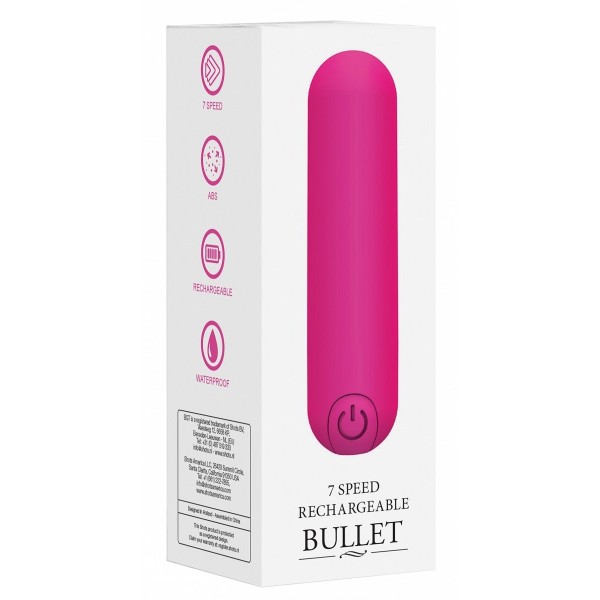 Розовая перезаряжаемая вибропуля 7 Speed Rechargeable Bullet - 7,7 см