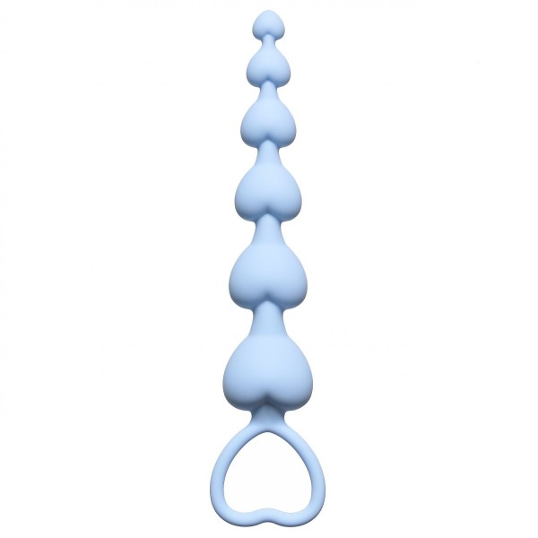 Голубая анальная цепочка Heart s Beads Blue - 18 см