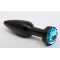 Чёрная удлинённая пробка с голубым кристаллом - 11,2 см. Чёрная удлинённая пробка с голубым кристаллом - 11,2 см.