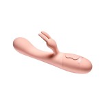 Персиковый вибратор Naya с клиторальным отростком - 18,3 см