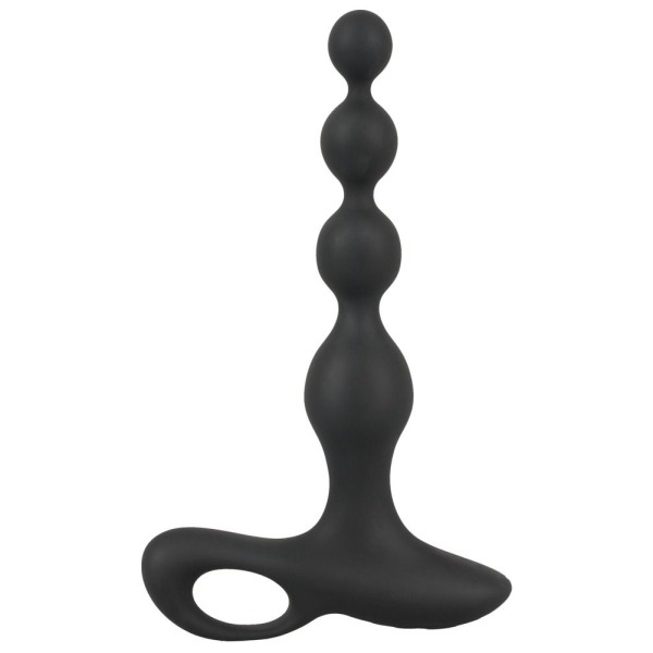 Черная анальная цепочка с вибрацией Rechargeable Anal Beads - 20 см