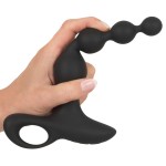 Черная анальная цепочка с вибрацией Rechargeable Anal Beads - 20 см