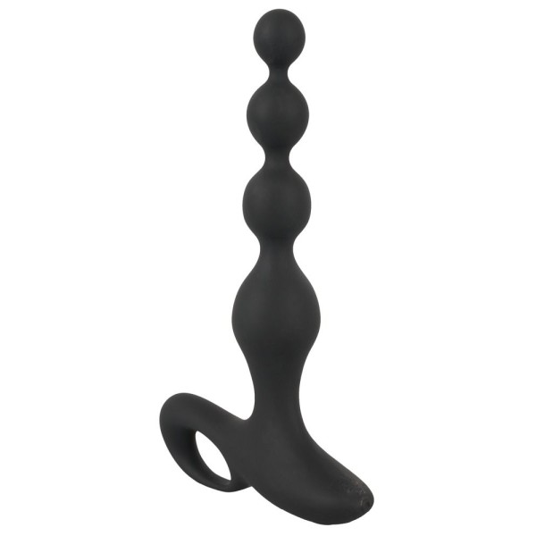 Черная анальная цепочка с вибрацией Rechargeable Anal Beads - 20 см