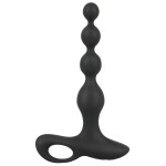 Черная анальная цепочка с вибрацией Rechargeable Anal Beads - 20 см