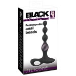 Черная анальная цепочка с вибрацией Rechargeable Anal Beads - 20 см