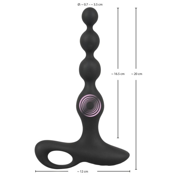 Черная анальная цепочка с вибрацией Rechargeable Anal Beads - 20 см