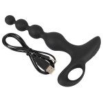 Черная анальная цепочка с вибрацией Rechargeable Anal Beads - 20 см