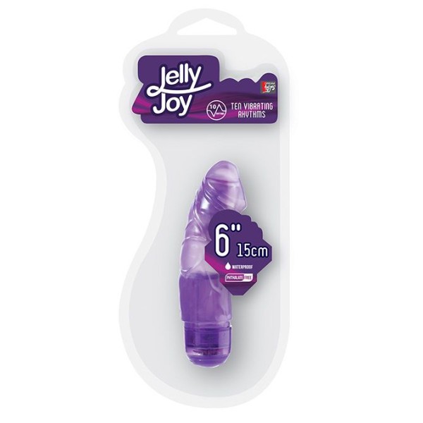 Фиолетовый вибромассажёр JELLY JOY 6INCH 10 RHYTHMS - 15 см