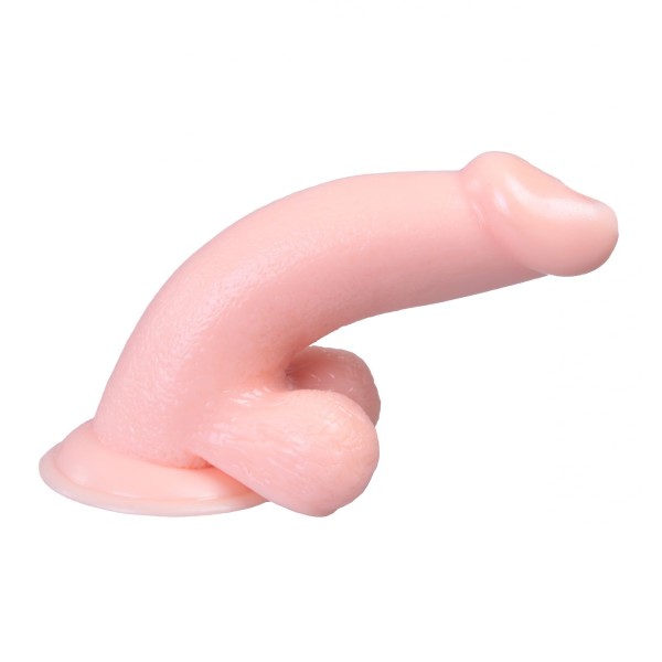 Телесный вибратор Vibrating Dong with Balls - 14 см