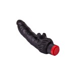 Чёрный вибратор с клиторальными лепестками - 18,5 см